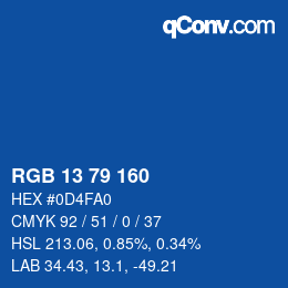 Color code: RGB 13 79 160 | qconv.com