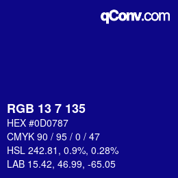 Color code: RGB 13 7 135 | qconv.com