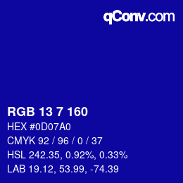 カラーコード: RGB 13 7 160 | qconv.com