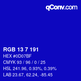 Color code: RGB 13 7 191 | qconv.com