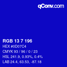 カラーコード: RGB 13 7 196 | qconv.com