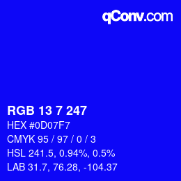 Color code: RGB 13 7 247 | qconv.com