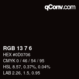 Color code: RGB 13 7 6 | qconv.com