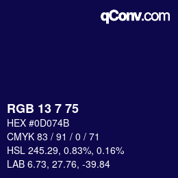 Color code: RGB 13 7 75 | qconv.com