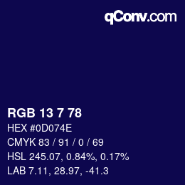 カラーコード: RGB 13 7 78 | qconv.com