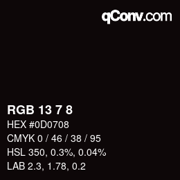 カラーコード: RGB 13 7 8 | qconv.com