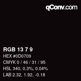 颜色代码: RGB 13 7 9 | qconv.com