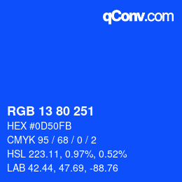 Color code: RGB 13 80 251 | qconv.com