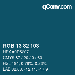 Color code: RGB 13 82 103 | qconv.com