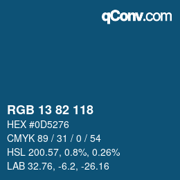 Color code: RGB 13 82 118 | qconv.com