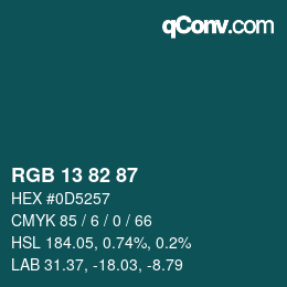 颜色代码: RGB 13 82 87 | qconv.com