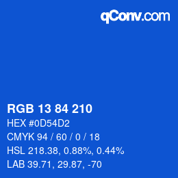 Color code: RGB 13 84 210 | qconv.com