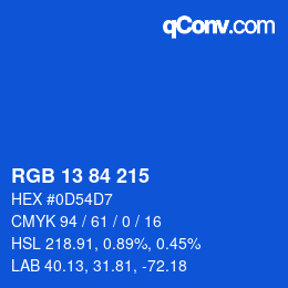 Color code: RGB 13 84 215 | qconv.com