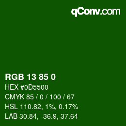Color code: RGB 13 85 0 | qconv.com