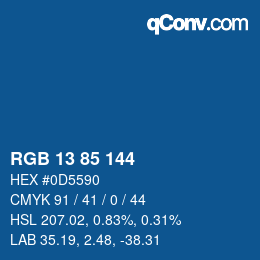 カラーコード: RGB 13 85 144 | qconv.com
