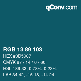 Color code: RGB 13 89 103 | qconv.com
