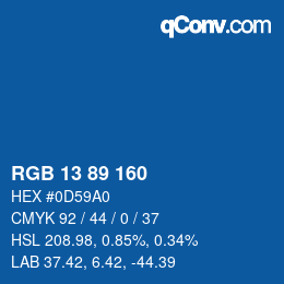 Color code: RGB 13 89 160 | qconv.com