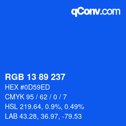 カラーコード: RGB 13 89 237 | qconv.com