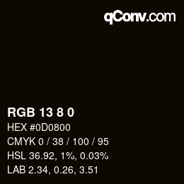 カラーコード: RGB 13 8 0 | qconv.com