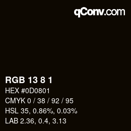 Color code: RGB 13 8 1 | qconv.com