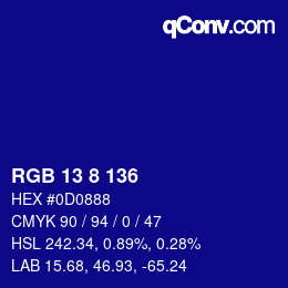 Color code: RGB 13 8 136 | qconv.com