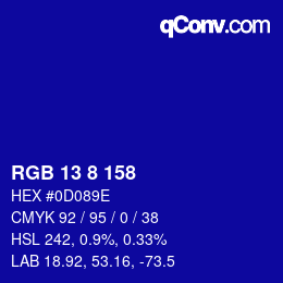 Color code: RGB 13 8 158 | qconv.com