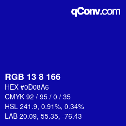 Color code: RGB 13 8 166 | qconv.com