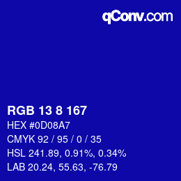 Color code: RGB 13 8 167 | qconv.com