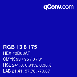 Farbcode: RGB 13 8 175 | qconv.com