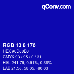 Color code: RGB 13 8 176 | qconv.com