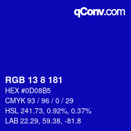 Farbcode: RGB 13 8 181 | qconv.com