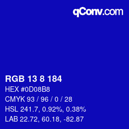 Color code: RGB 13 8 184 | qconv.com