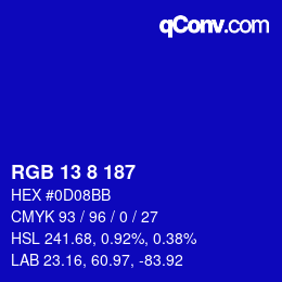 カラーコード: RGB 13 8 187 | qconv.com