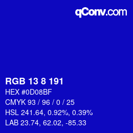 Farbcode: RGB 13 8 191 | qconv.com