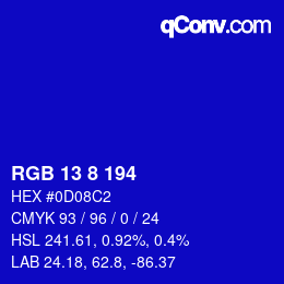 Color code: RGB 13 8 194 | qconv.com