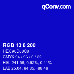 Color code: RGB 13 8 200 | qconv.com