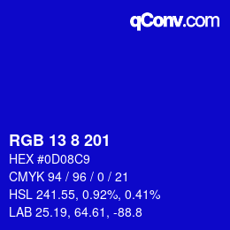 Farbcode: RGB 13 8 201 | qconv.com