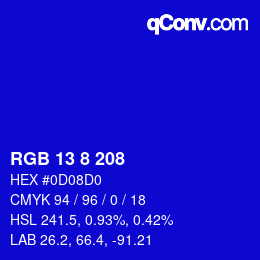 Color code: RGB 13 8 208 | qconv.com
