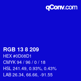 Code couleur: RGB 13 8 209 | qconv.com