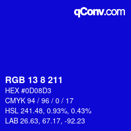 Color code: RGB 13 8 211 | qconv.com