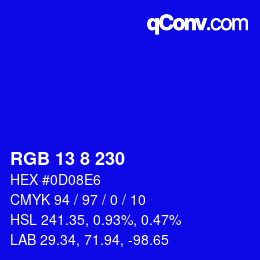 Color code: RGB 13 8 230 | qconv.com