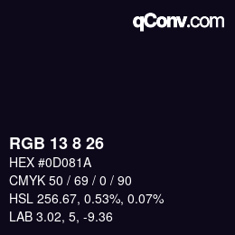 Farbcode: RGB 13 8 26 | qconv.com