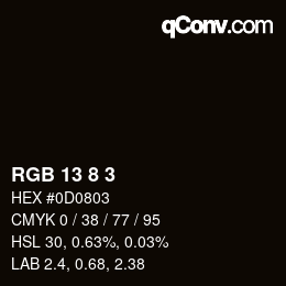 Farbcode: RGB 13 8 3 | qconv.com