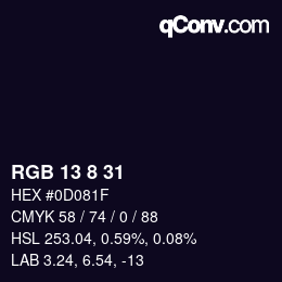 Farbcode: RGB 13 8 31 | qconv.com
