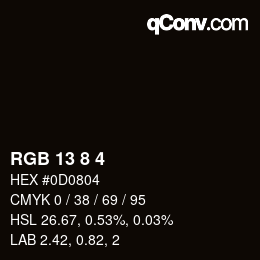 カラーコード: RGB 13 8 4 | qconv.com