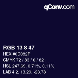 Farbcode: RGB 13 8 47 | qconv.com