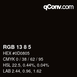 颜色代码: RGB 13 8 5 | qconv.com
