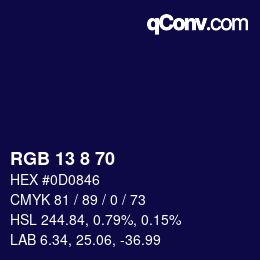 Color code: RGB 13 8 70 | qconv.com