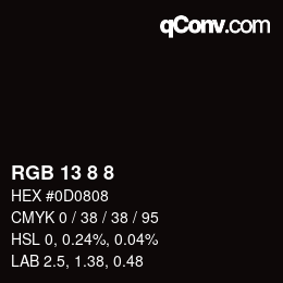Code couleur: RGB 13 8 8 | qconv.com