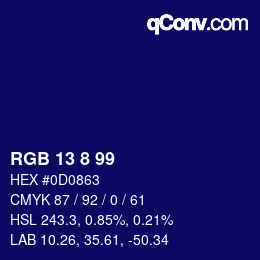 Color code: RGB 13 8 99 | qconv.com